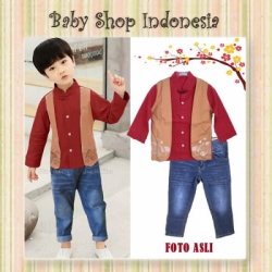 LU522 Setelan Cheongsam Anak Laki laki Setelan Baju Imlek Anak Vest like Mocca  large